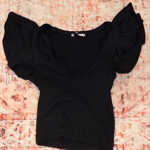 Elegant Black Zara Ruffled Women's Top